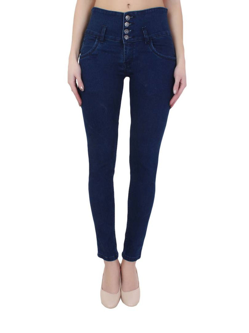 Navy Blue Regular Fit Mid-Rise Jeans