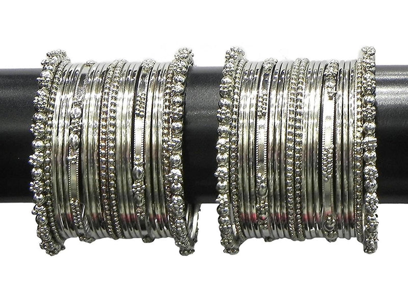 Traditional Silver Plated Oxidized Bangles Set