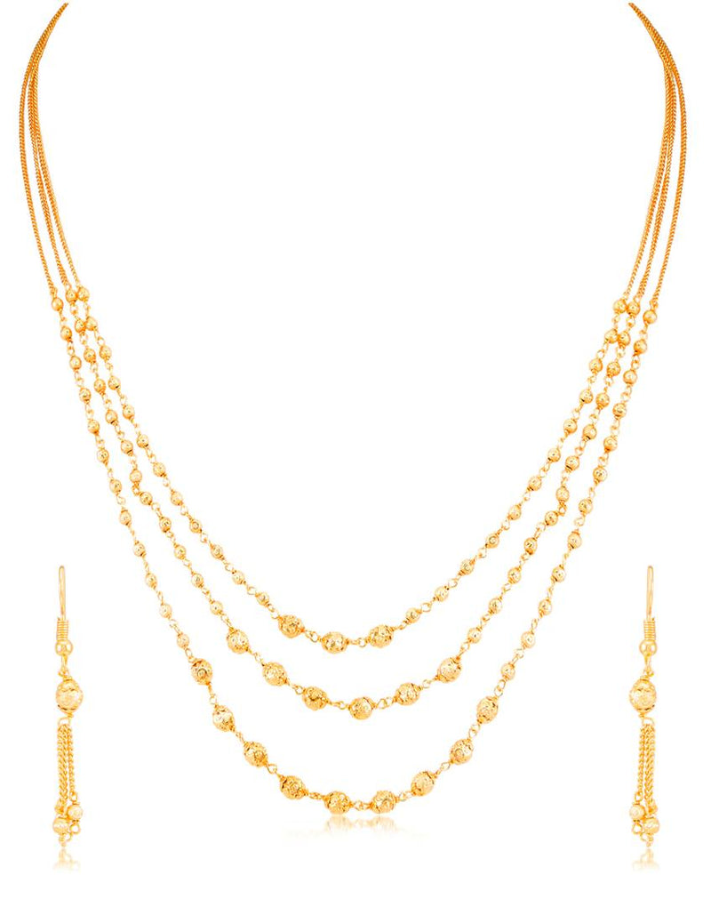 Classic 3 String Gold Plated Necklace Set
