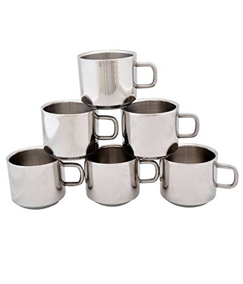 Stainless Steel Cup Set, Set of 6, Silver