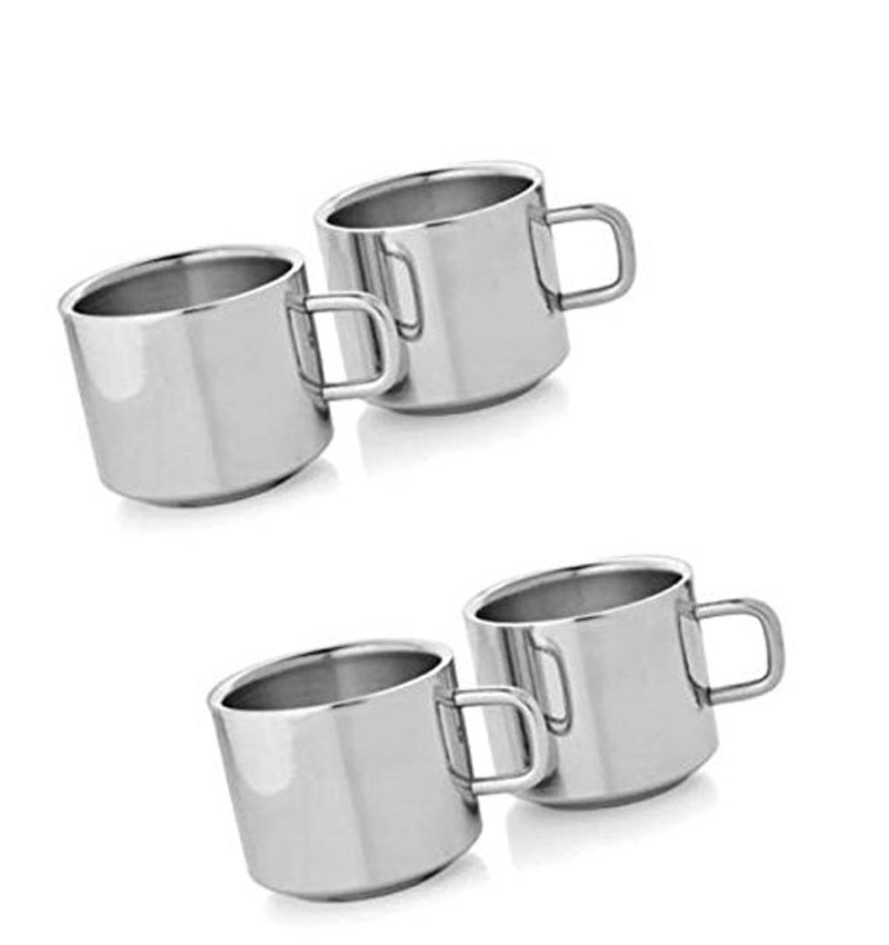 Stainless Steel Cup Set, Set of 4, Silver