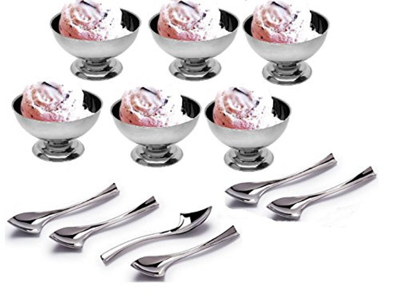 12 piece set of Ice-cream Cups with Ice cream Spoon - 6 piece each