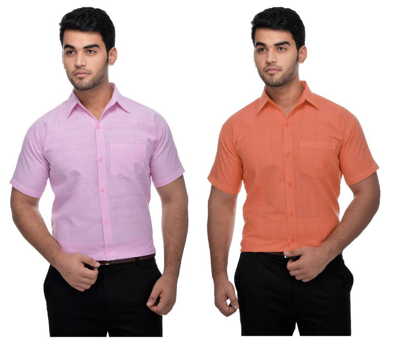 Buy 1 Get 1 Free Multicoloured Cotton Half Sleeve Solid Formal Shirt