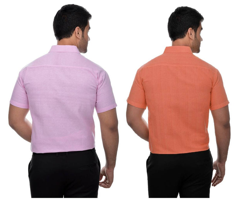 Buy 1 Get 1 Free Multicoloured Cotton Half Sleeve Solid Formal Shirt