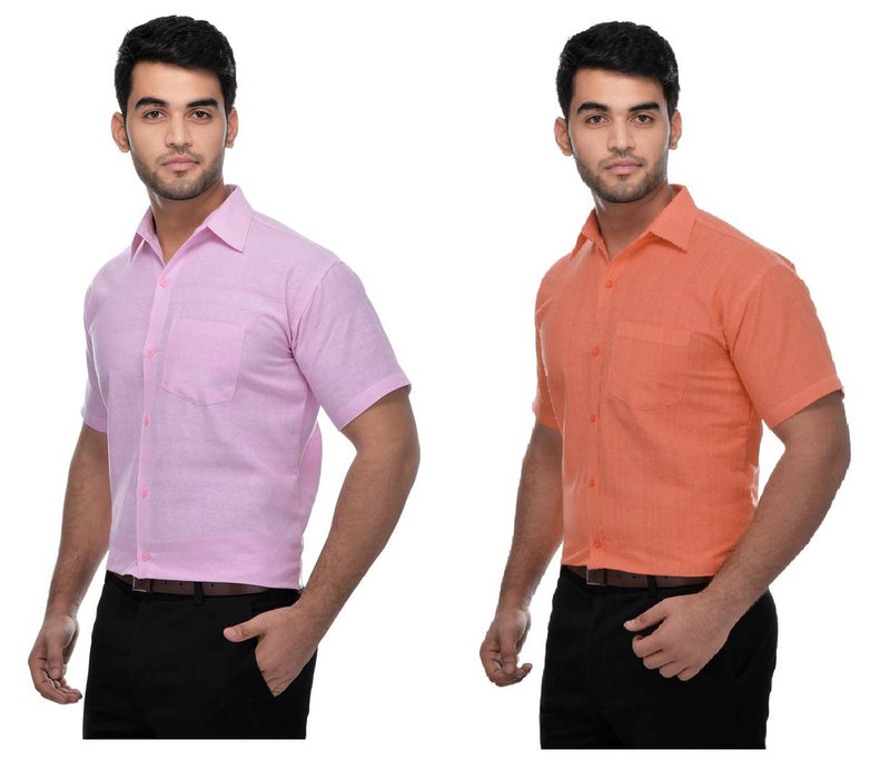 Buy 1 Get 1 Free Multicoloured Cotton Half Sleeve Solid Formal Shirt