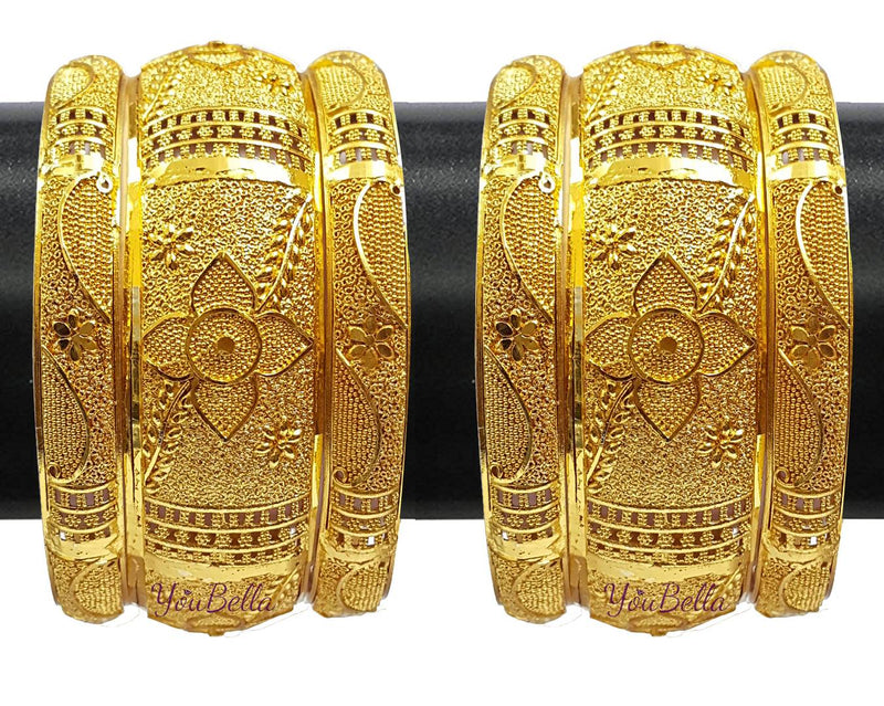 Traditional Gold Plated GoldenParty Wear Bracelet Bangles Set of 6