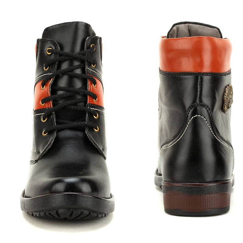 High Ankle Lace Up Synthetic Leather Casual Boots For Men