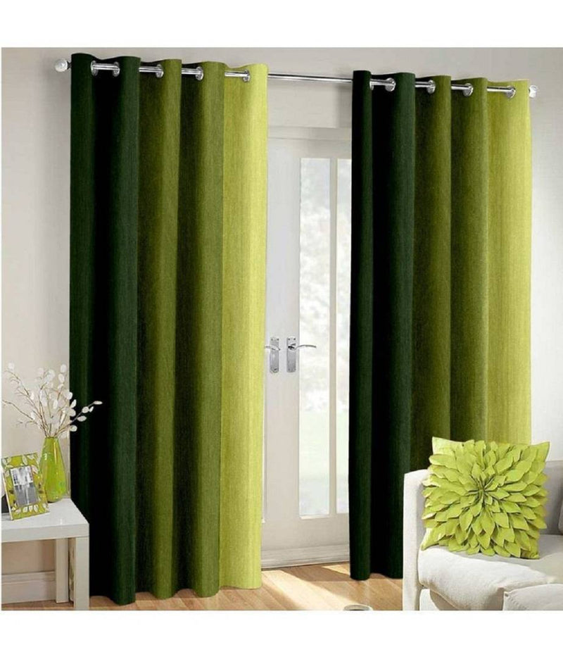 Green Long Crush Door Curtain 2 Pcs
