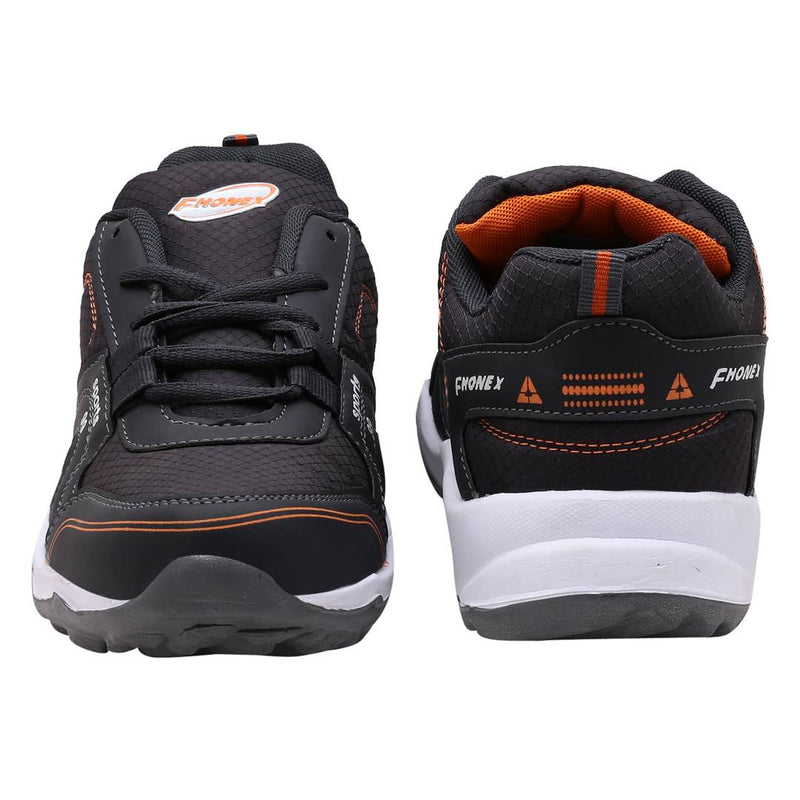 Dark Gray Orange Lace Up Running Shoes