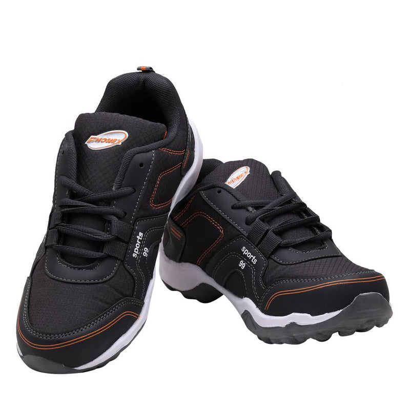 Dark Gray Orange Lace Up Running Shoes