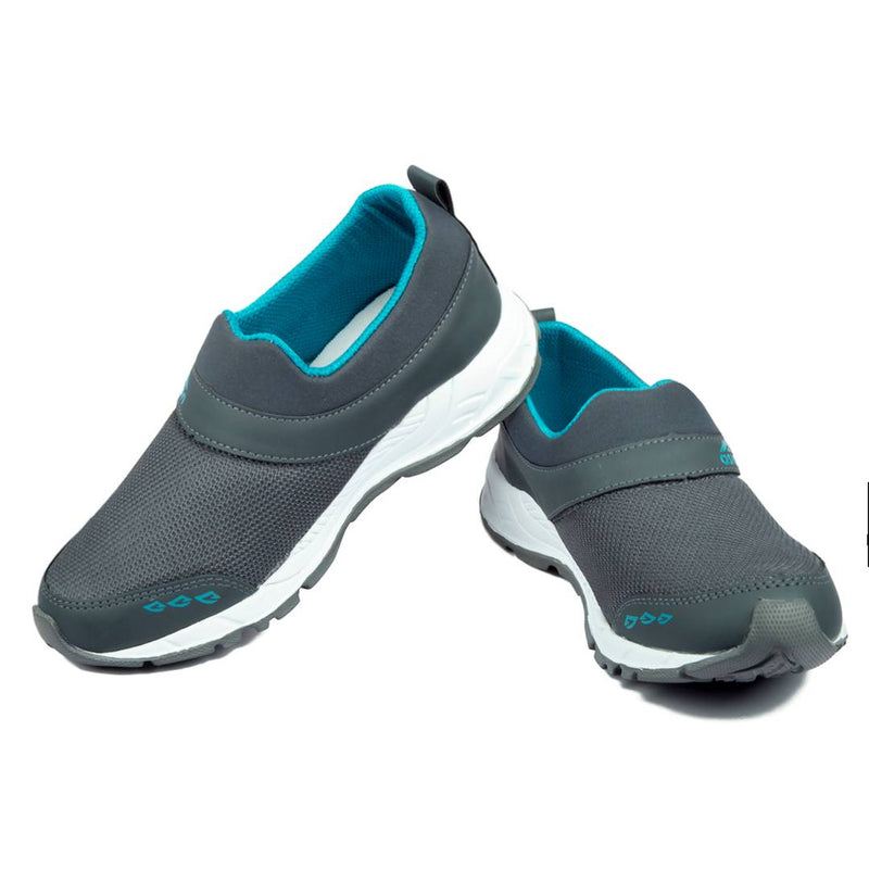 Grey Green Solid Mesh Running Shoes