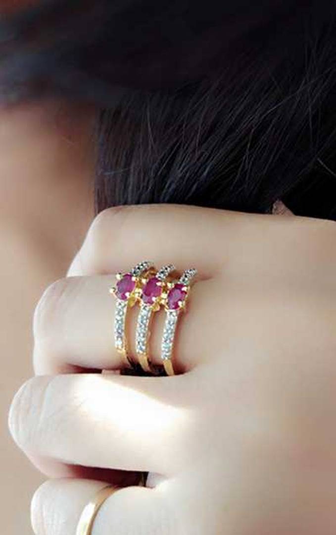 Ruby American diamond ring for women