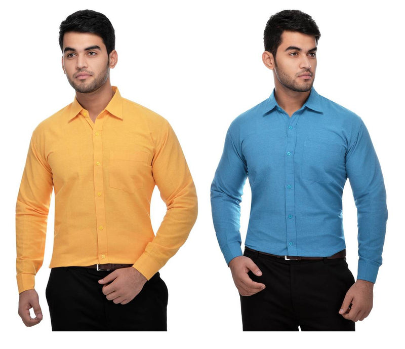 BUY 1 GET 1 FREE Multicoloured Khadi Solid Long Sleeve Formal Shirt