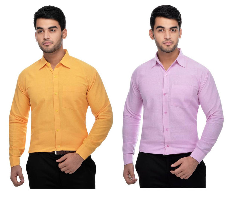 BUY 1 GET 1 FREE Multicoloured Khadi Solid Long Sleeve Formal Shirt
