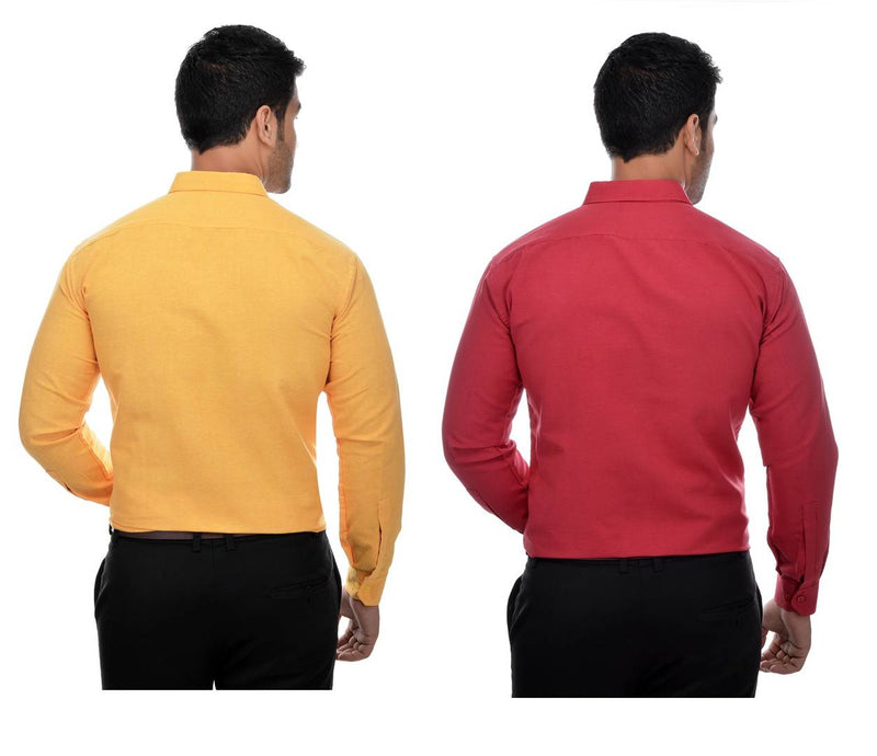 BUY 1 GET 1 FREE Multicoloured Khadi Solid Long Sleeve Formal Shirt