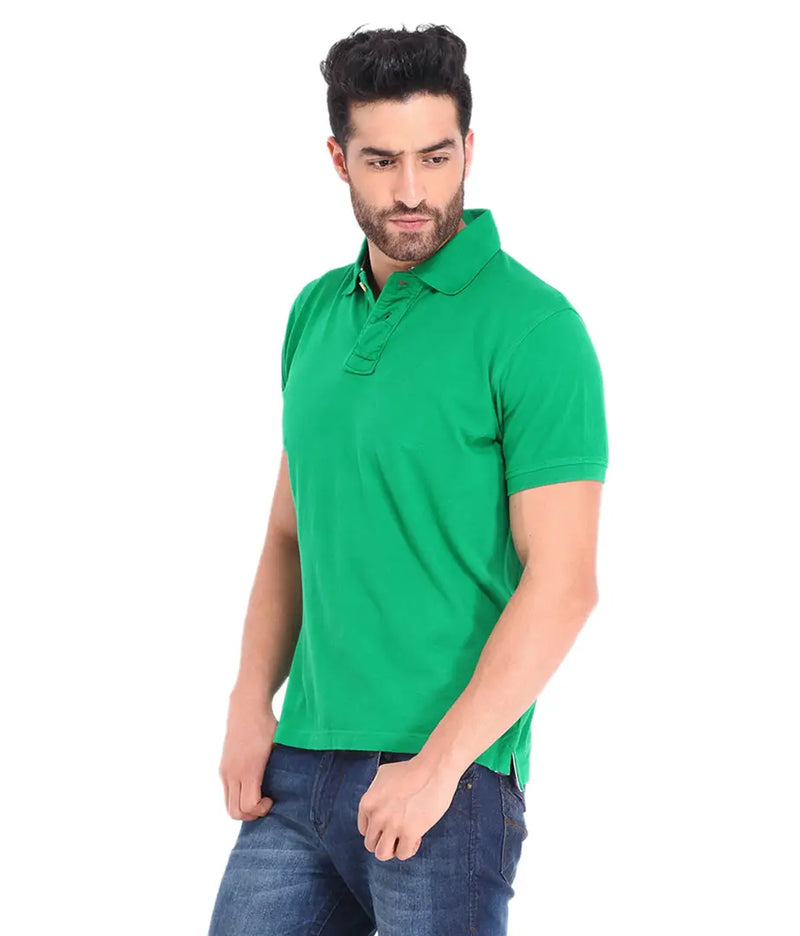 Men Multicolored Cotton Blend Slim Fit Polos T-Shirt (Pack of 5)