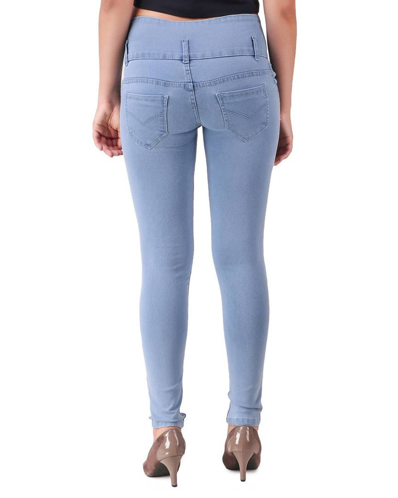 Blue Denim Solid Mid-Rise Jeans