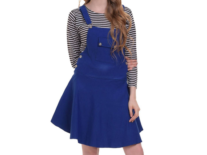 Stylish Cotton Blend Solid Pinafore Dress