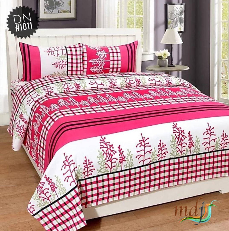Multicoloured Polycotton Printed King Size Bedsheet With 2 Pillowcovers