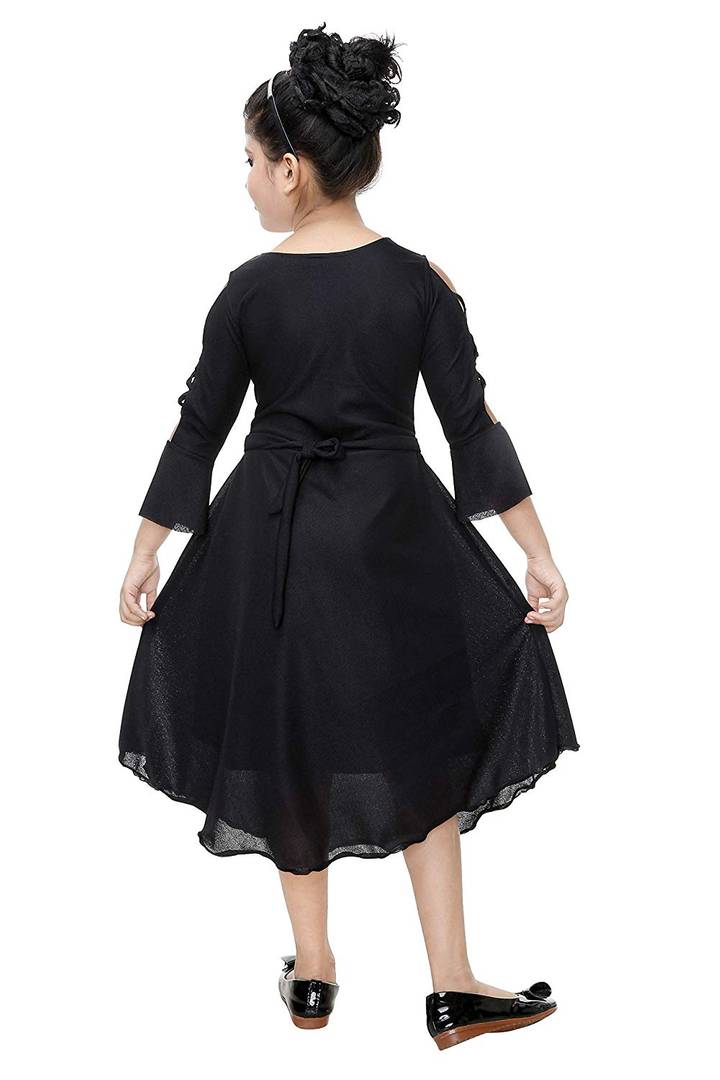 Black Silk Blend Embellished Frocks