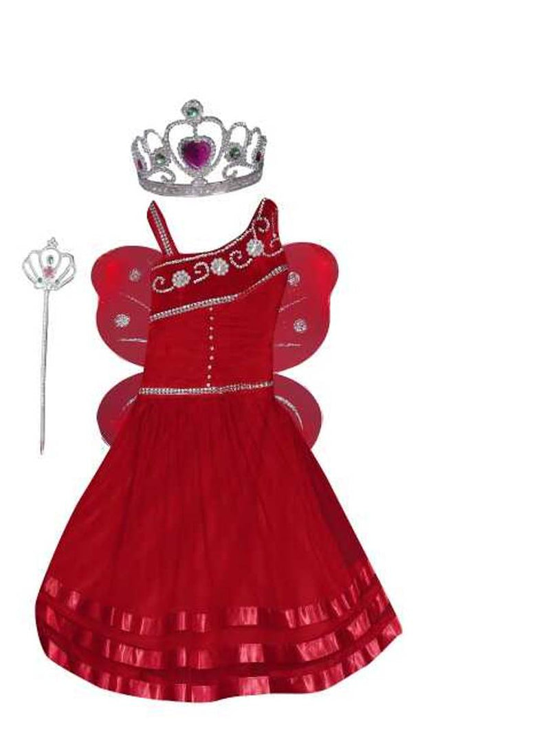 Pari Frock for Girls with crown red