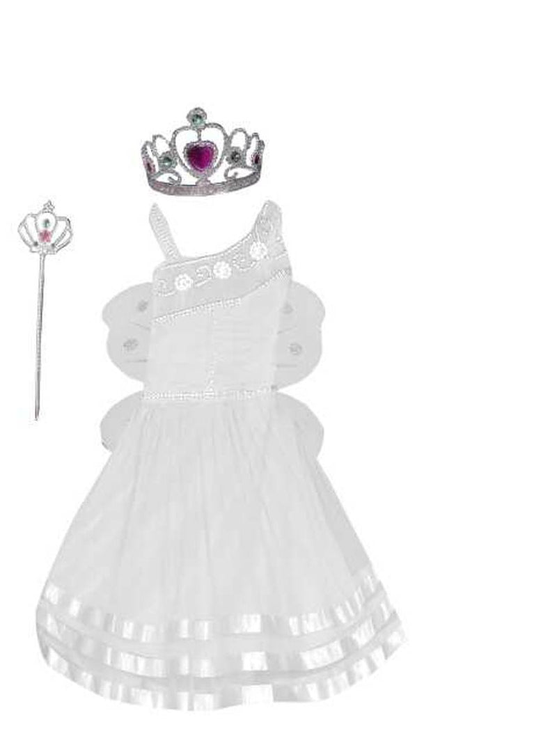 Pari Frock for Girls with crown white