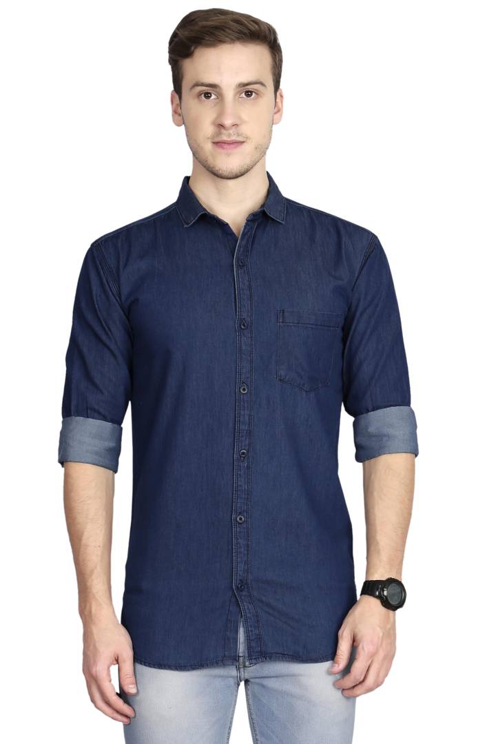 Signature Limited Edition Denim Solid Long Sleeves Casual Shirt