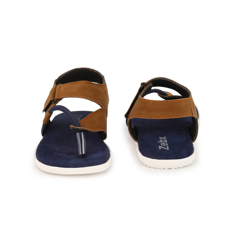 Men Brown Navy Blue Suede Solid Comfort Sandals