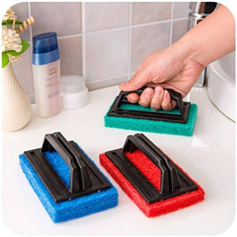 Tile Cleaning Multipurpose Scrubber Brush with Handle (3 Pcs)