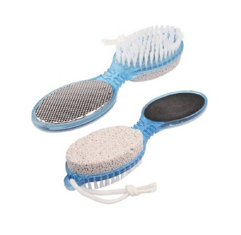 4 In 1 Multi Use Pedicure Paddle Brush (Set of 2) (Cleanse, Scrub, File And Buff) Multicolour