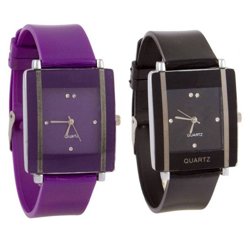 Combo Of 2 Purple-Black Watch For Women