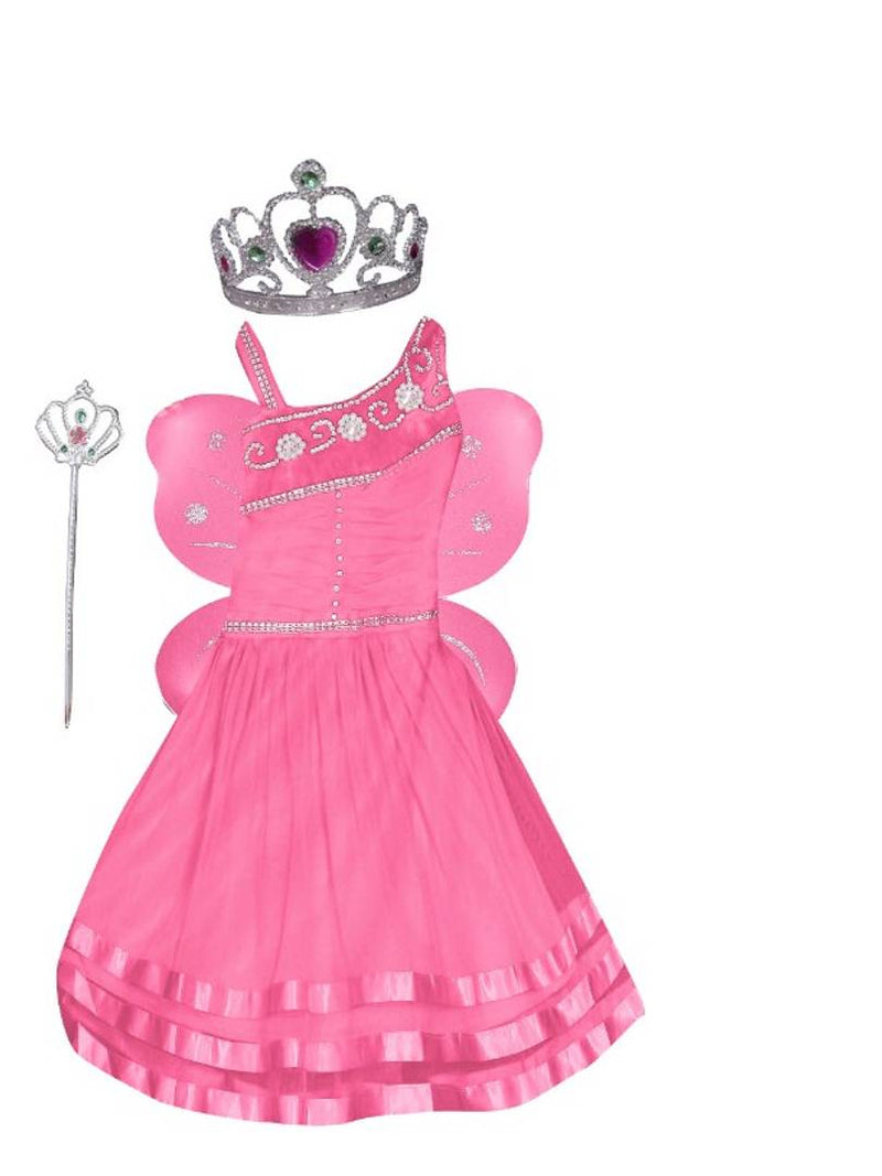 Pari Frock for Girls with crown pink
