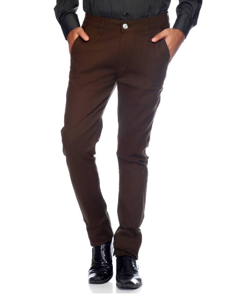 Brown Strechable Regular Wear Chinos