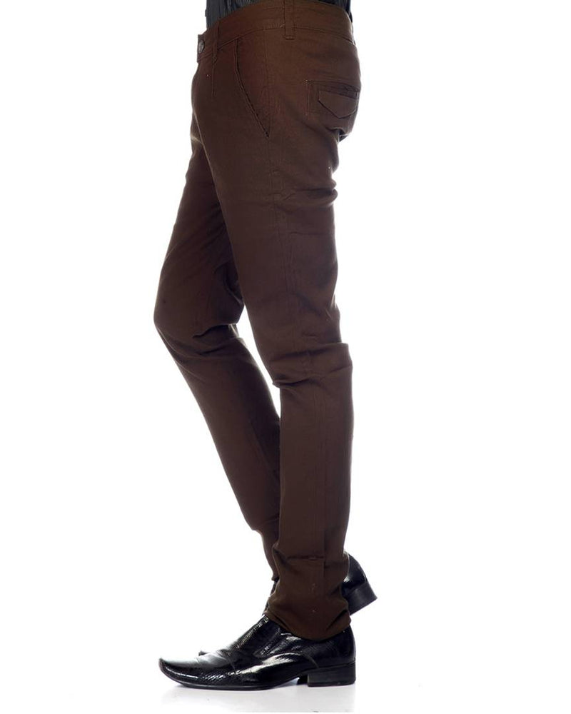 Brown Strechable Regular Wear Chinos