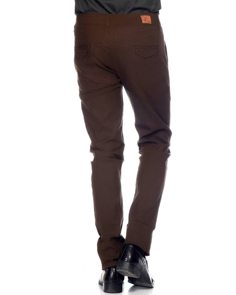 Brown Strechable Regular Wear Chinos