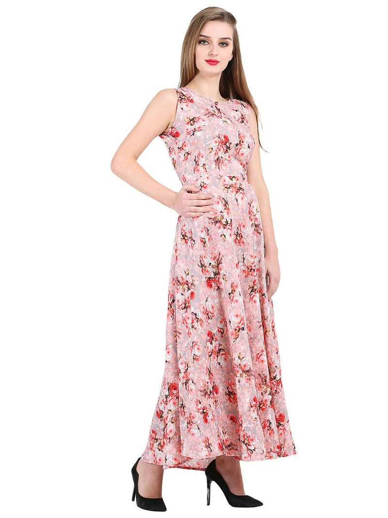 Crepe Printed Maxi Length Dress