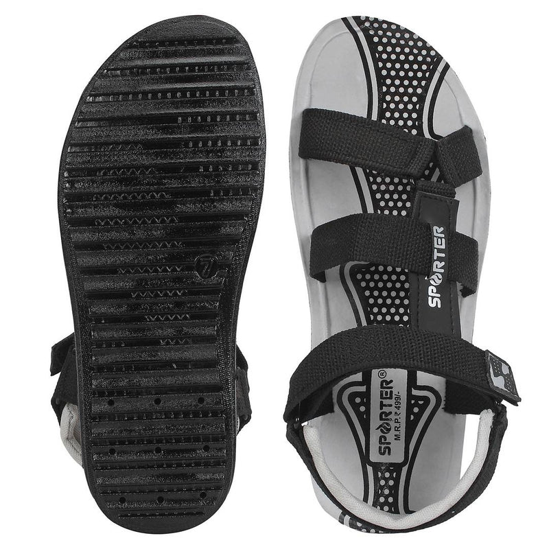Men Black Grey Canvas Comfort Sandals