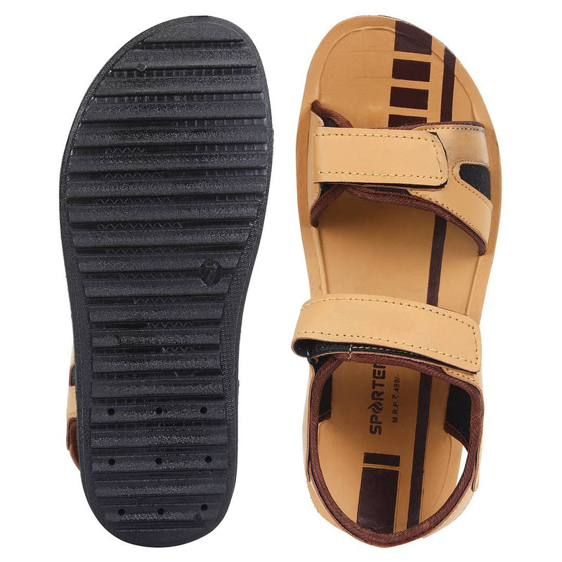 Men Tan Canvas Comfort Sandals