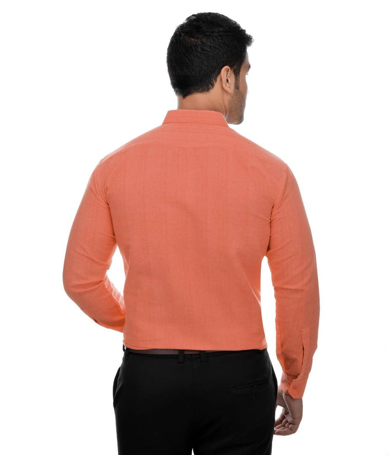 Orange Cotton Solid Long Sleeve Formal Shirt