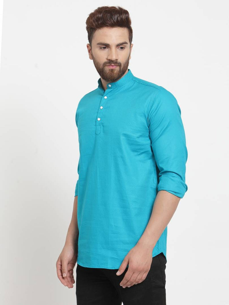 Blue Solid Cotton Regular Fit Casual Shirt