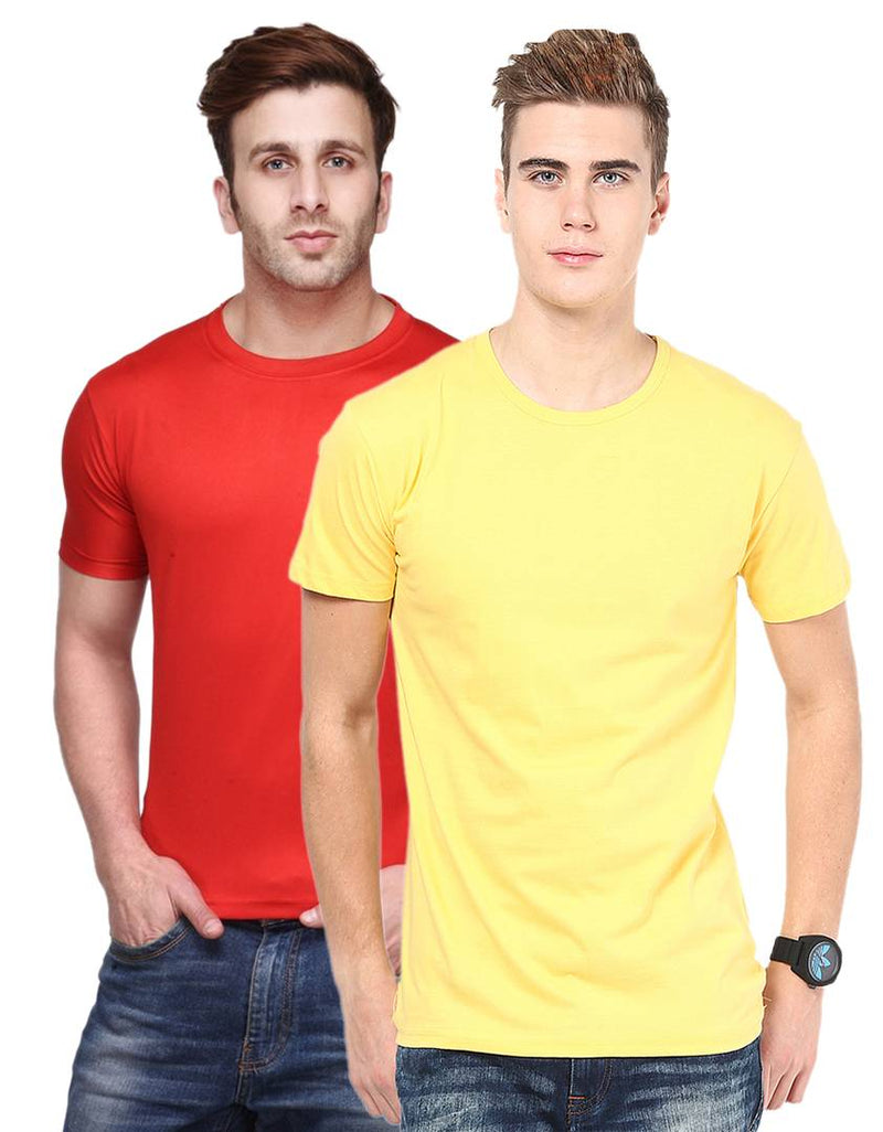 Multicoloured Polyester Blend Round Neck Dri-Fit Tshirt.(Pack Of 2)