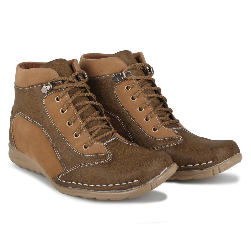 Olive Flat Synthetic Leather Boots For Men