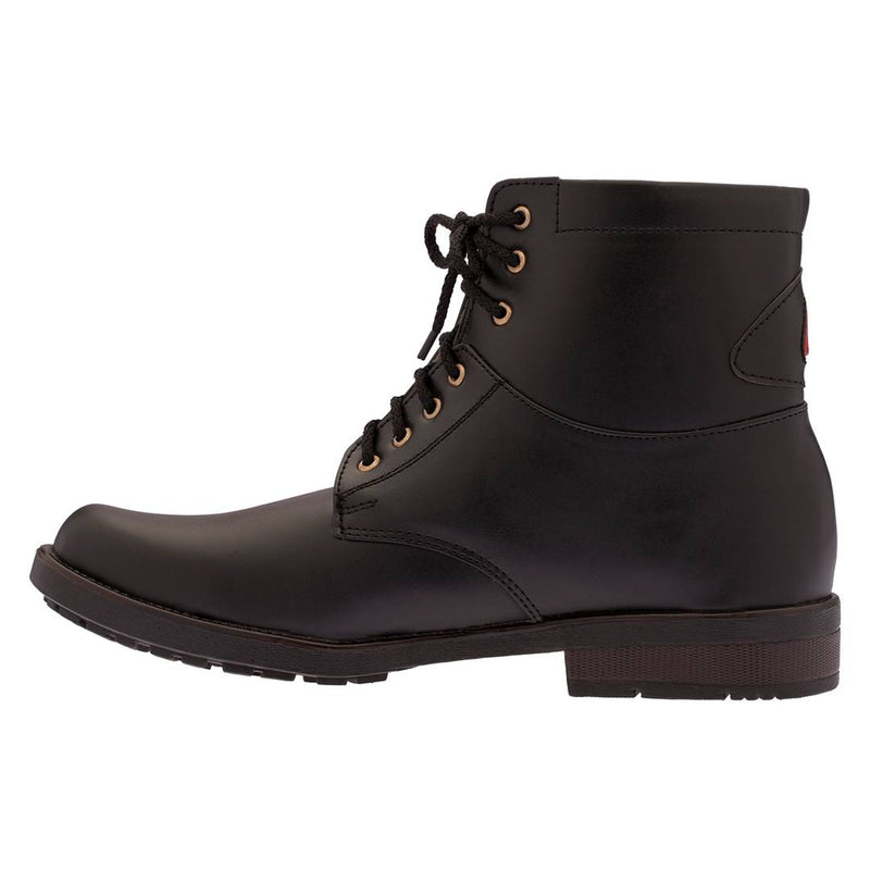 Black Heeled Synthetic Leather Boots For Men