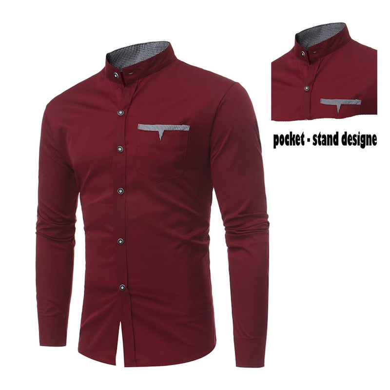 Maroon Solid Cotton Slim Fit Casual Shirt
