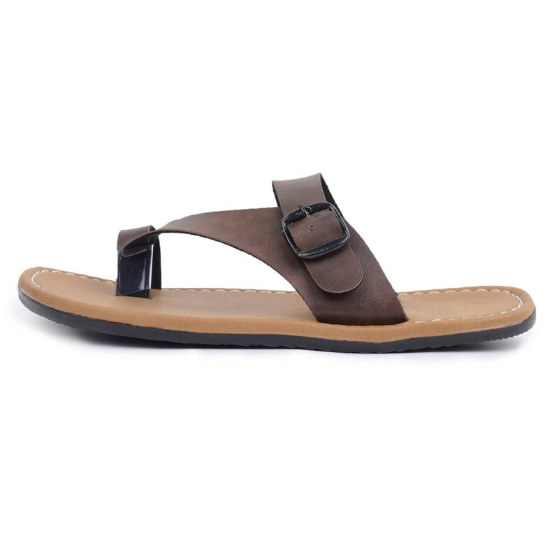 Brown Synthetic Flat Slip on For Men's