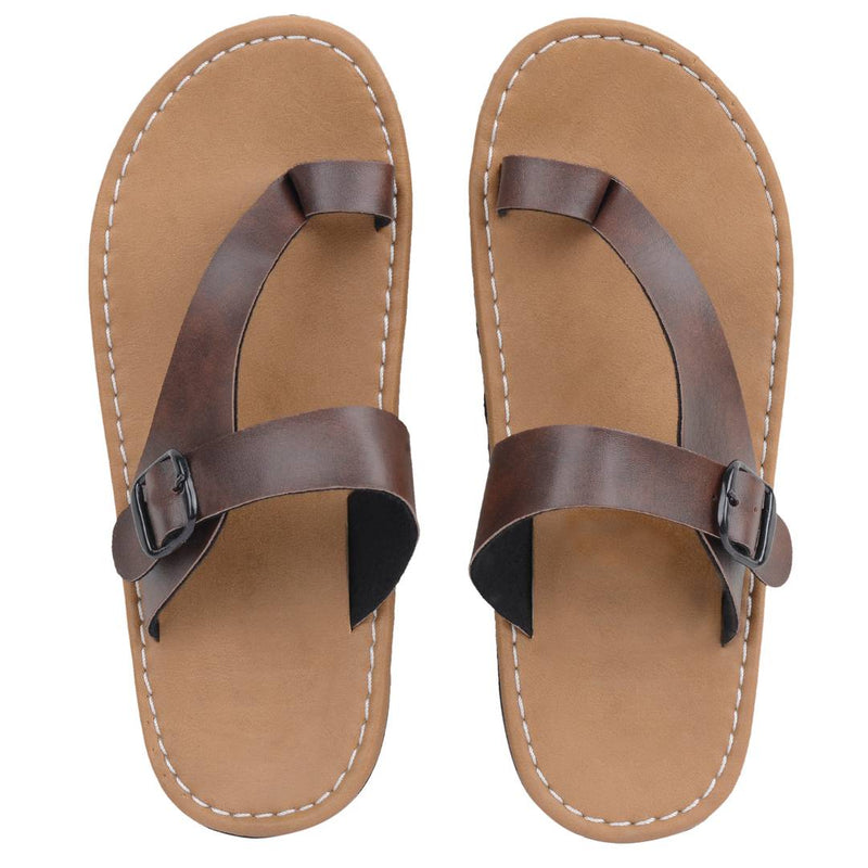 Brown Synthetic Flat Slip on For Men's