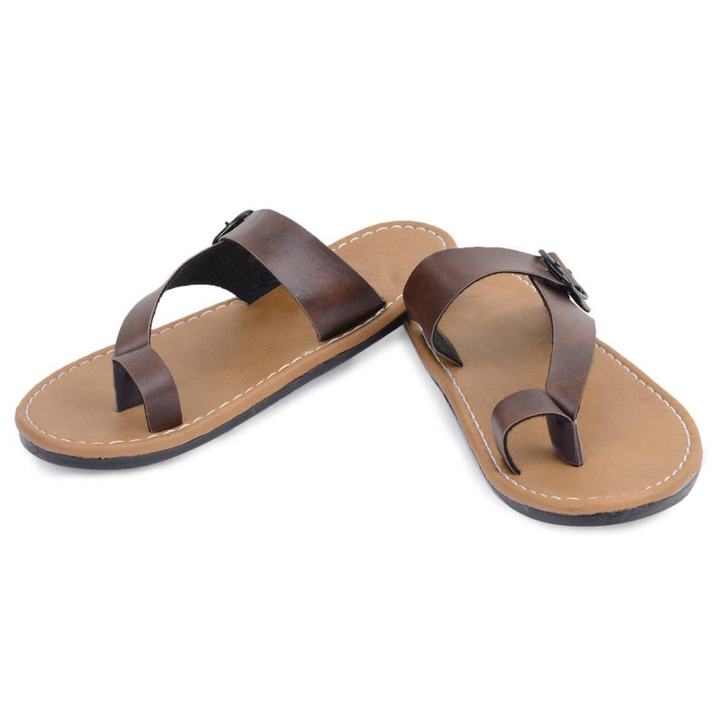 Brown Synthetic Flat Slip on For Men's