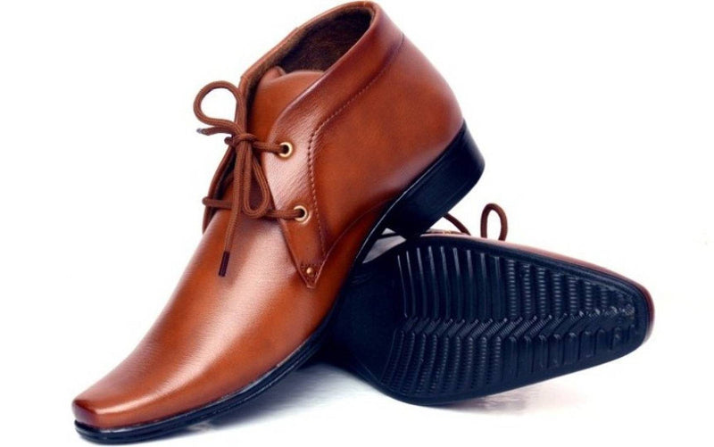 Tan Solid Synthetic Formal Shoes