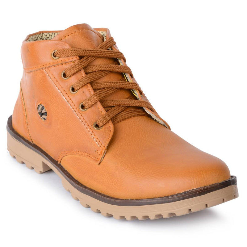 Tan Synthetic Leather boots for Men