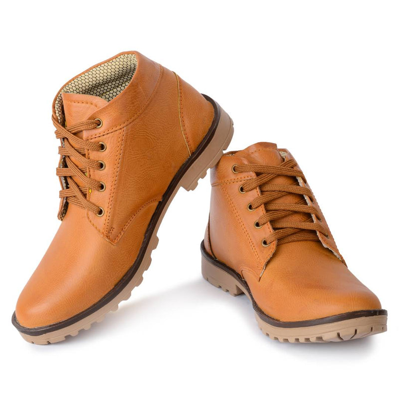 Tan Synthetic Leather boots for Men